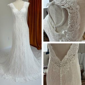 NWT Jalyn Wilderly Bride By Allure Bohemian Lace Low Back Wedding Dress Size 12